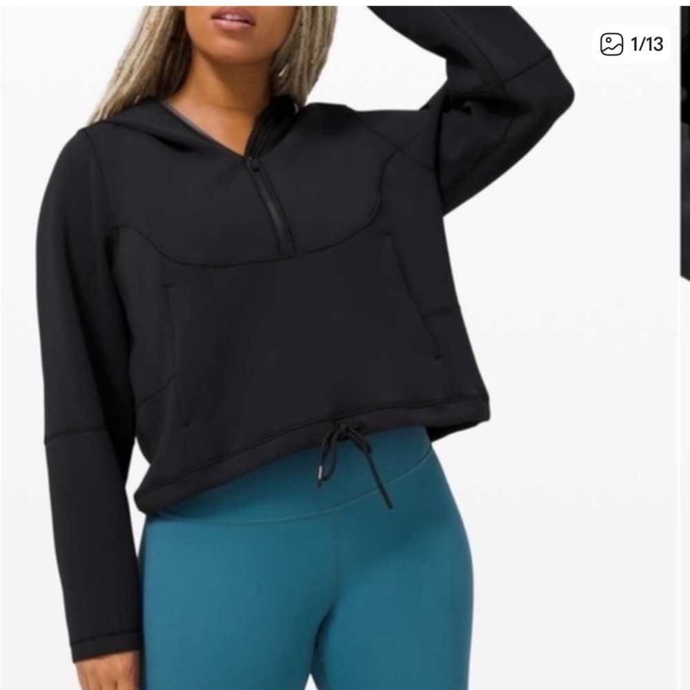 lululemon athletica Black Cropped Drawstring Hoodie